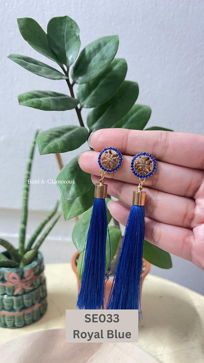 Long Tassel Earring | SE033 | Royal Blue