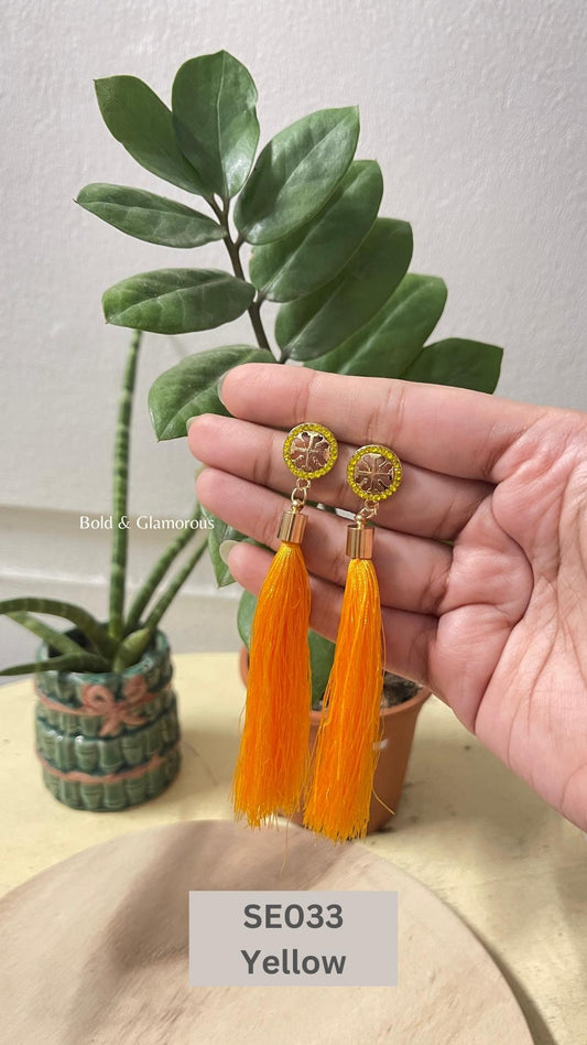 Long Tassel Earring | SE033 | Yellow