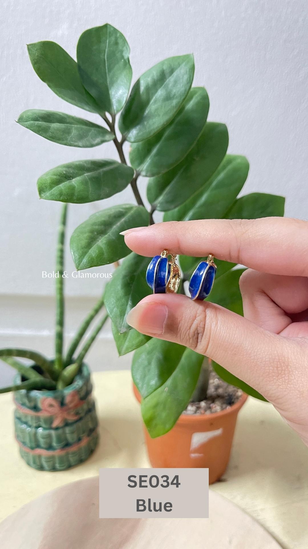 Oil Drip Drop Earring | SE034 | Blue
