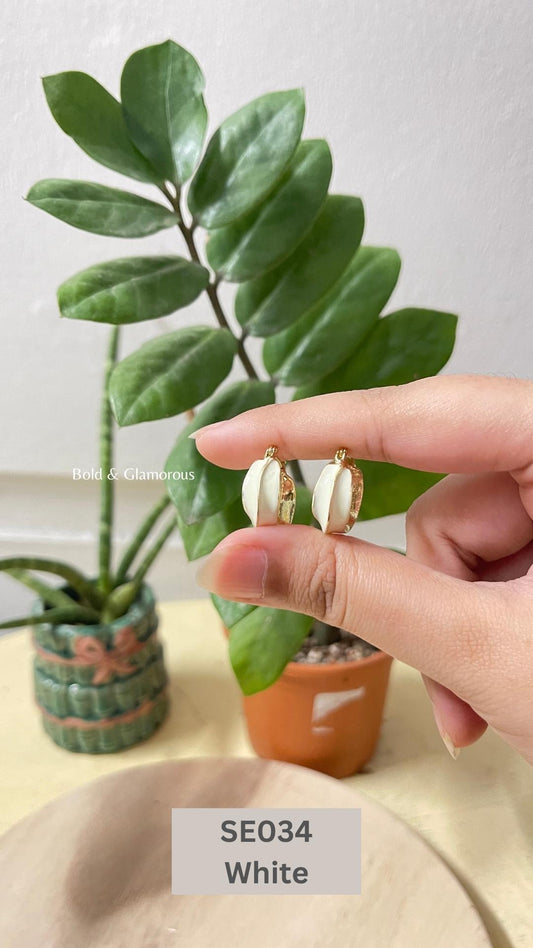 Oil Drip Drop Earring | SE034 | White