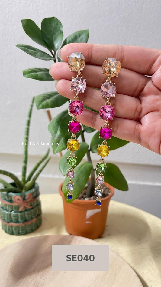 Colorful Stone Tassel Earring | SE040