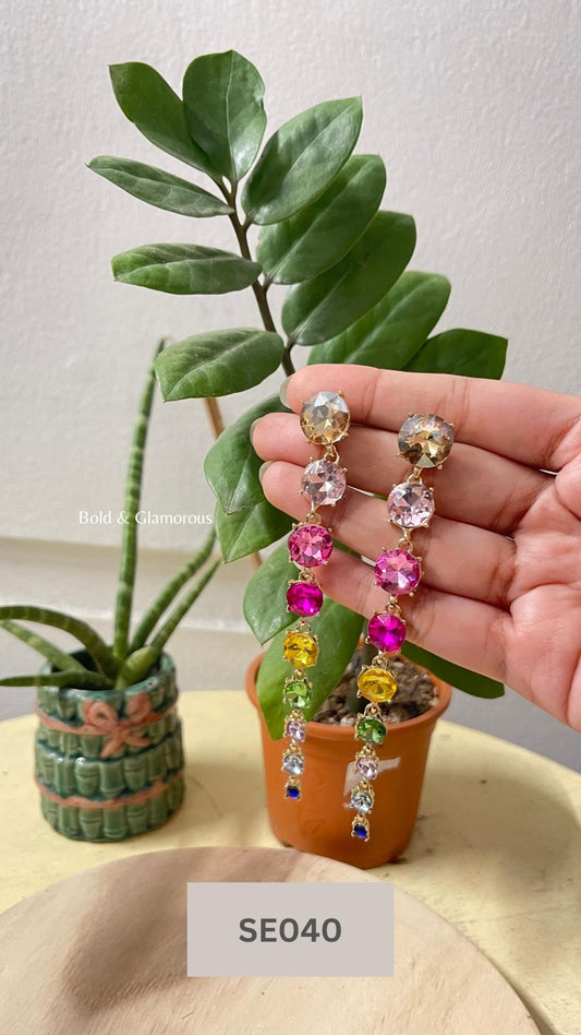 Colorful Stone Tassel Earring | SE040