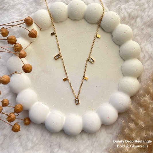 Necklace | SN068 | Dainty Drop | Rectangle