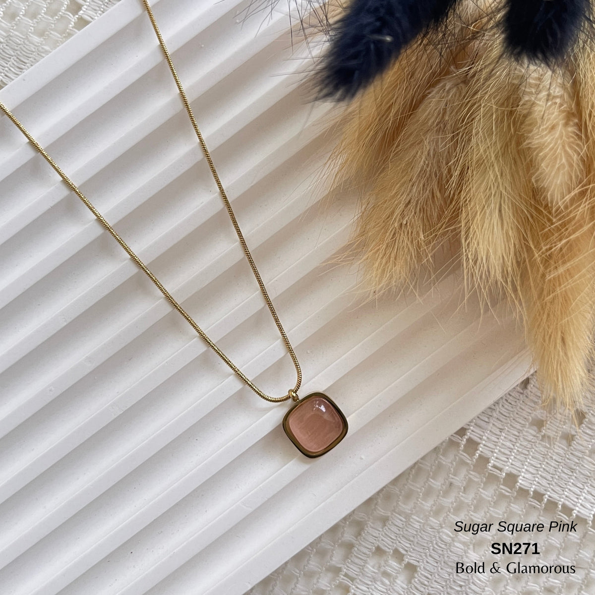 Necklace | SN271 | Sugar Square - Pink