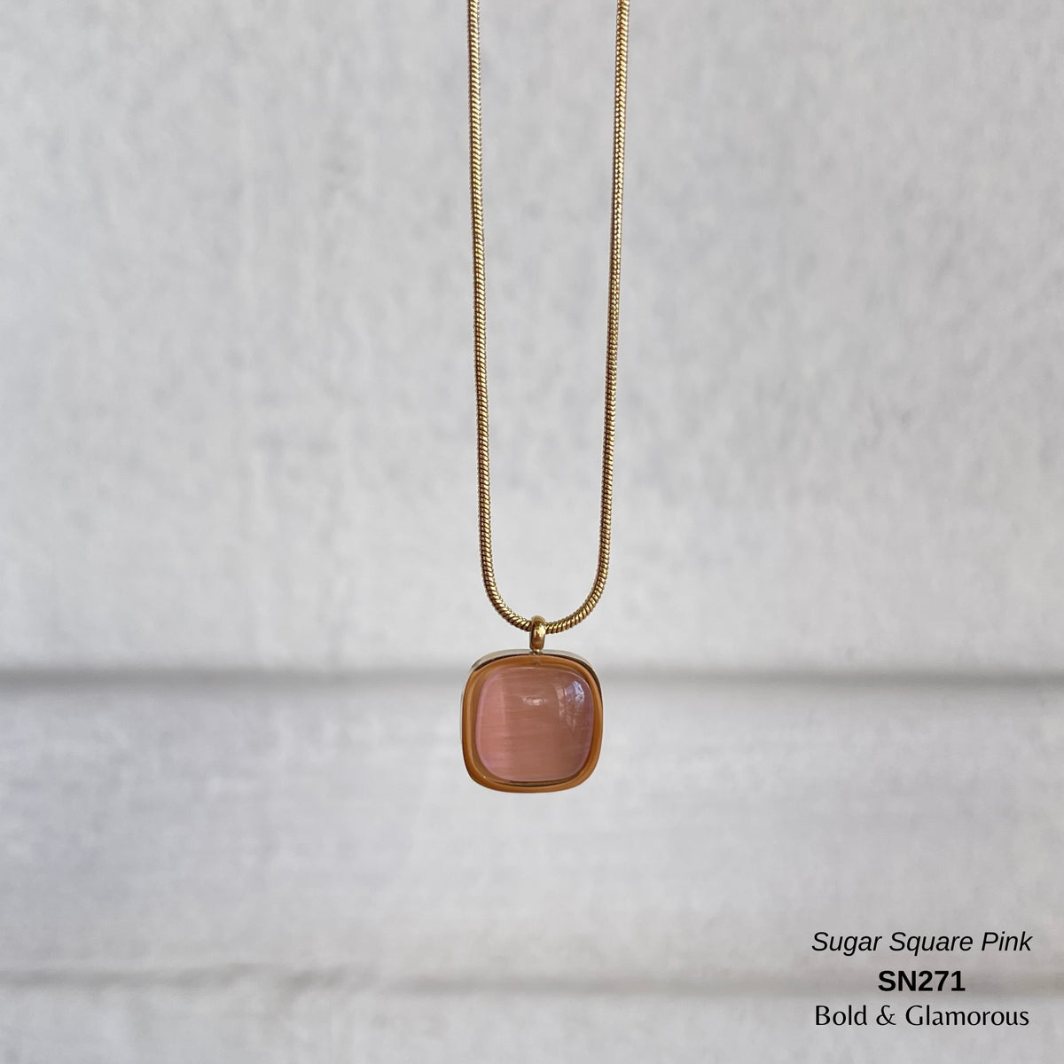 Necklace | SN271 | Sugar Square - Pink