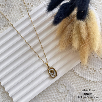 Necklace | SN281 | White Rose