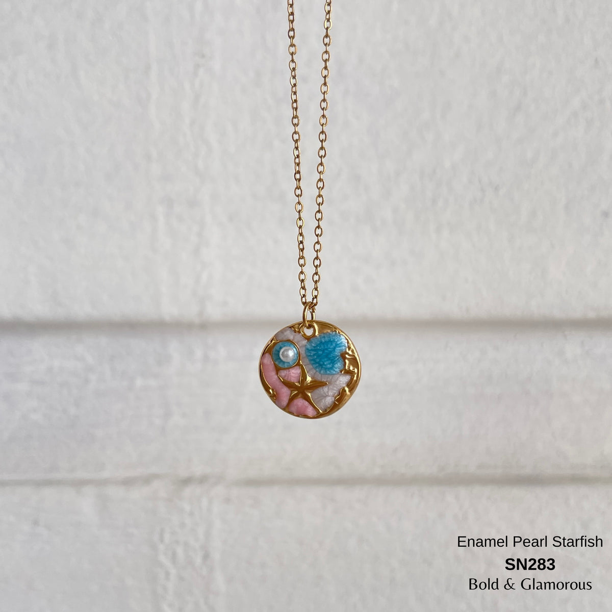Necklace | SN283 | Enamel Pearl Starfish