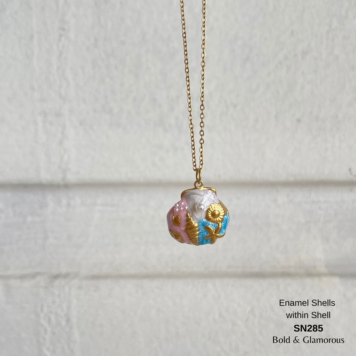 Necklace | SN285 | Enamel Shells within Shell
