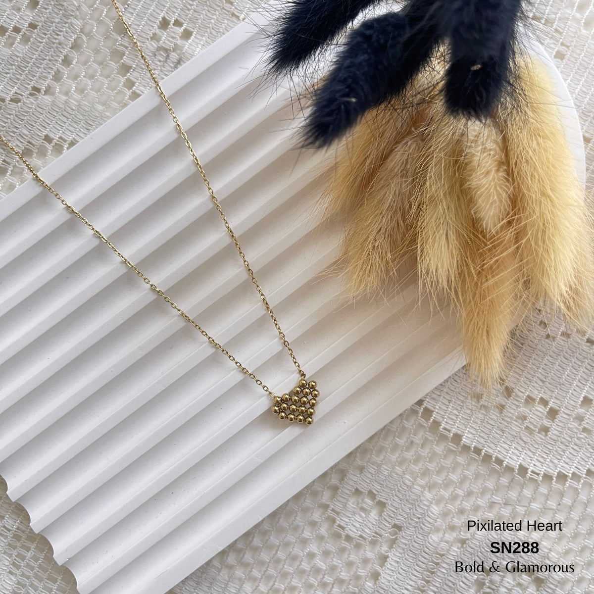 Necklace | SN288 | Pixilated Heart