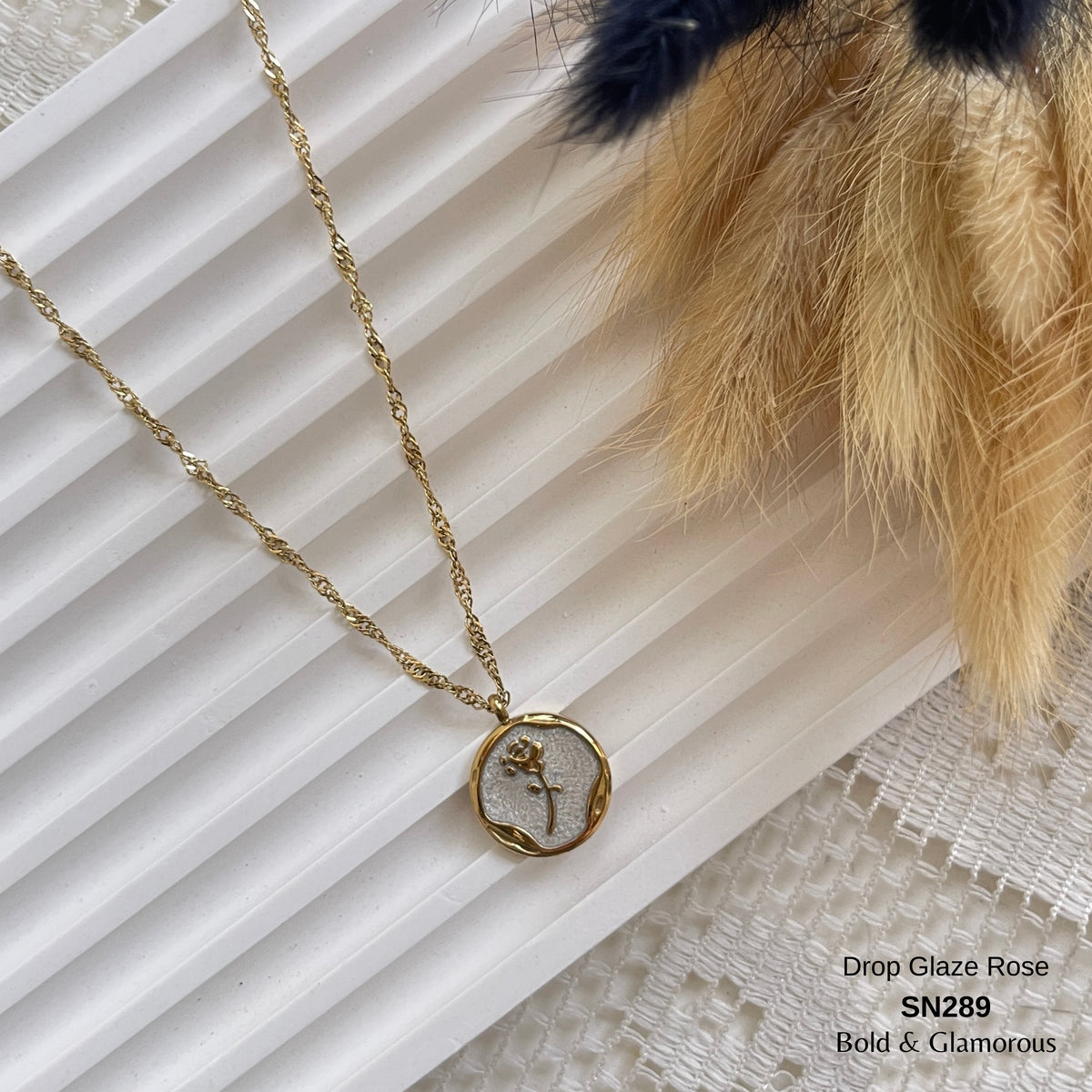 Necklace | SN289 | Drop Glaze Rose