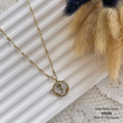 Necklace | SN289 | Drop Glaze Rose