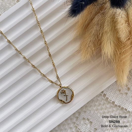Necklace | SN289 | Drop Glaze Rose