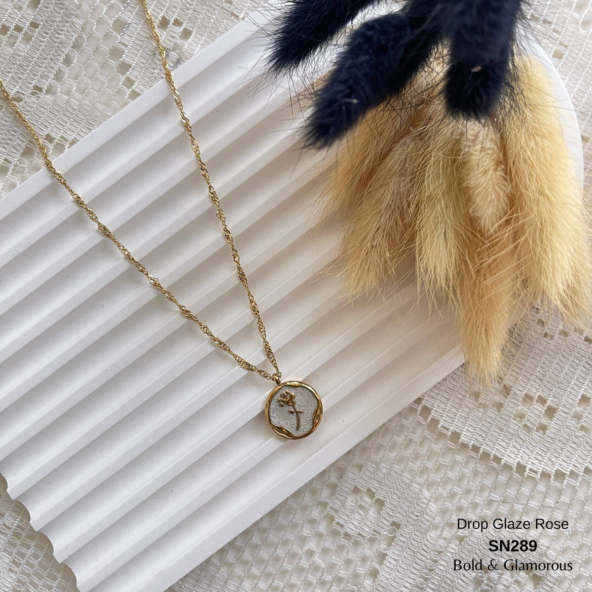 Necklace | SN289 | Drop Glaze Rose