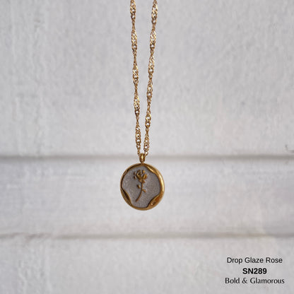Necklace | SN289 | Drop Glaze Rose