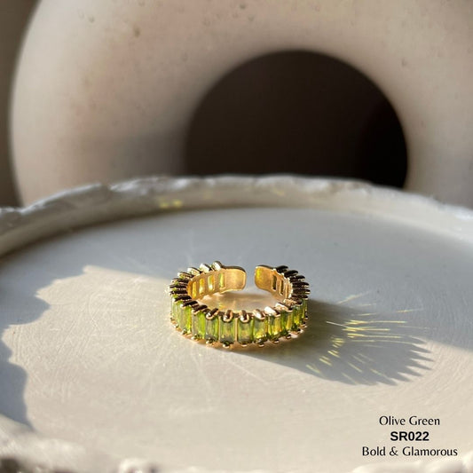 Zirconia Stone Ring | SR022 | Olive Green
