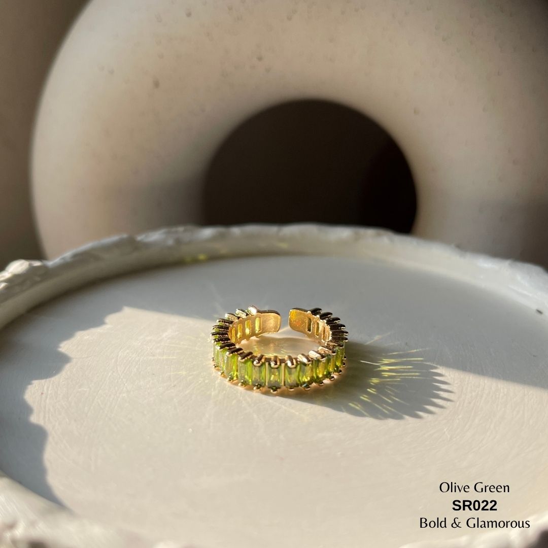 Zirconia Stone Ring | SR022 | Olive Green