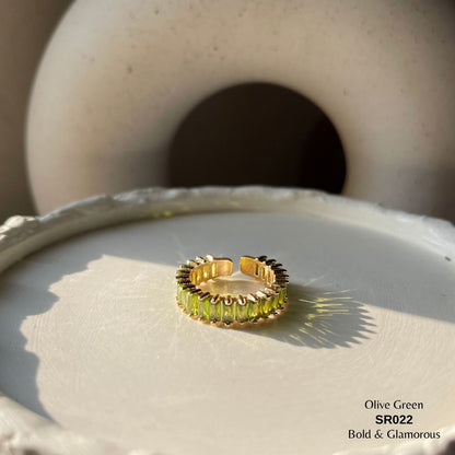 Zirconia Stone Ring | SR022 | Olive Green