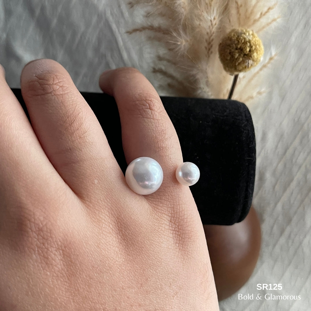 Double Pearl Ring | SR125 | Gold