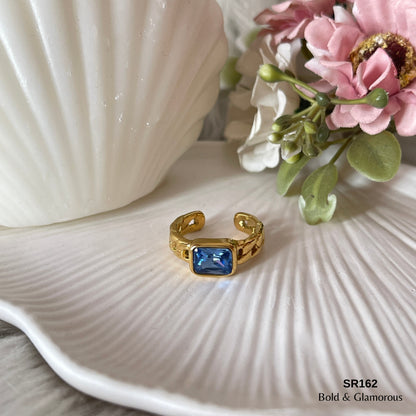 Statement Ring | SR162 | Blue Stone Gold