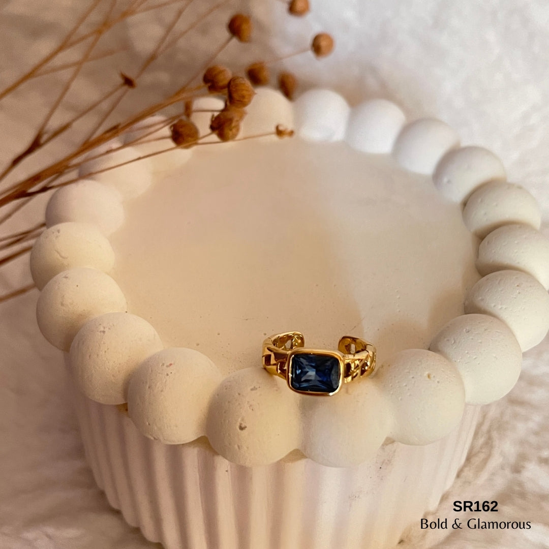 Statement Ring | SR162 | Blue Stone Gold