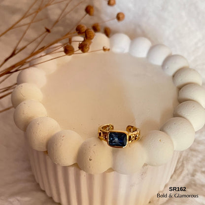 Statement Ring | SR162 | Blue Stone Gold