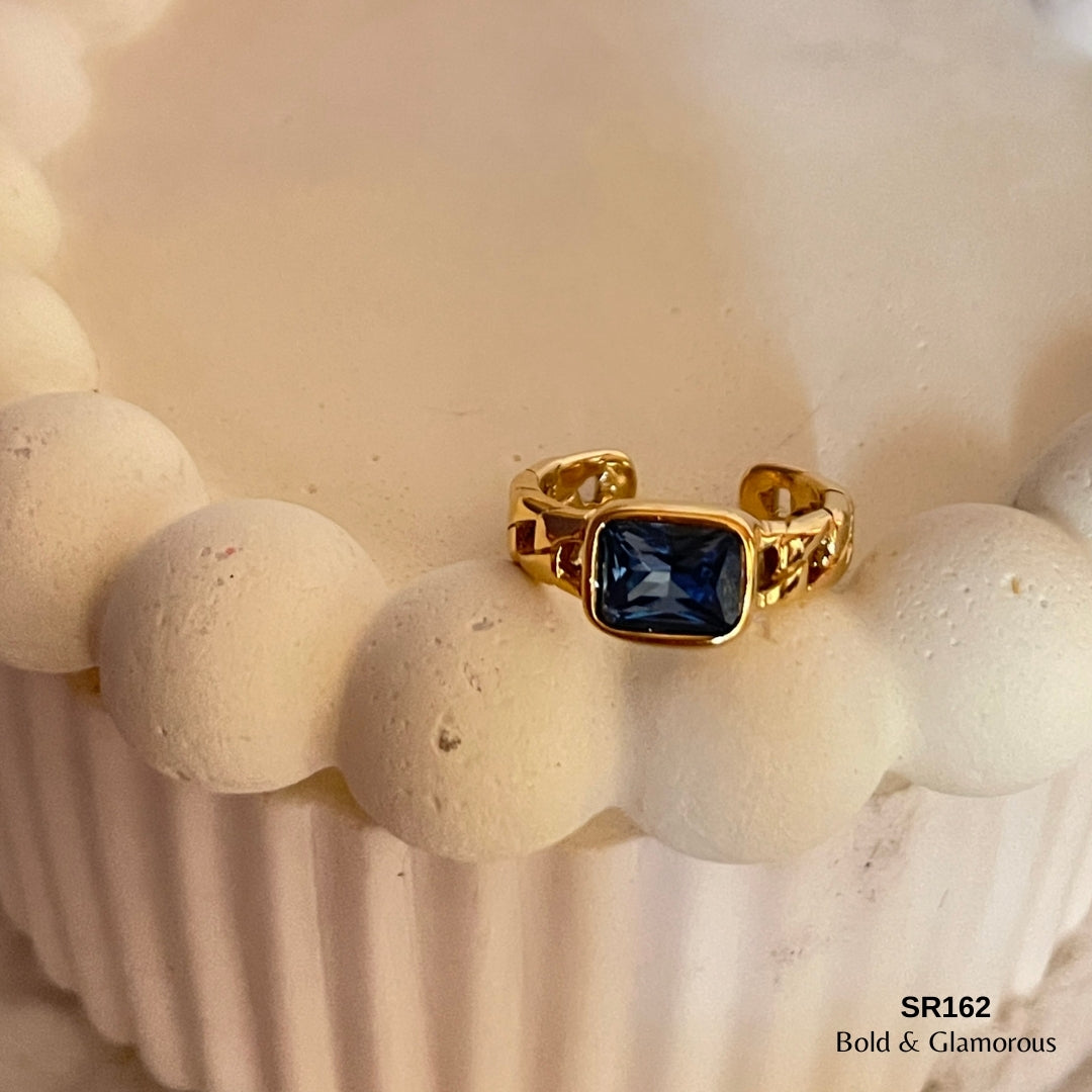 Statement Ring | SR162 | Blue Stone Gold