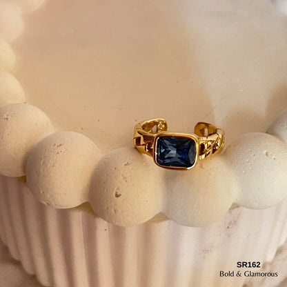 Statement Ring | SR162 | Blue Stone Gold