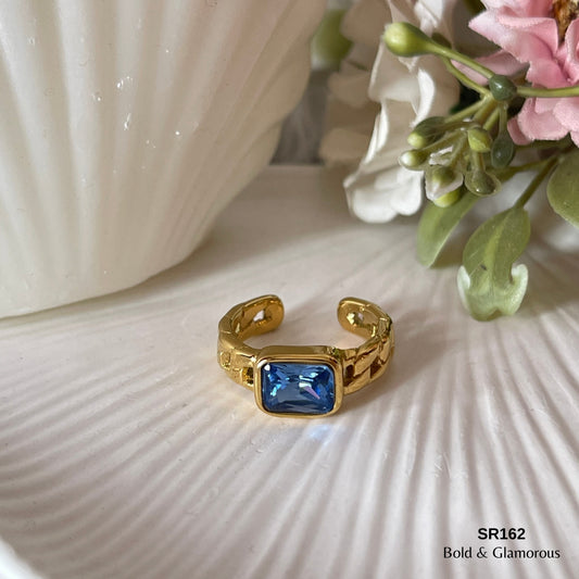 Statement Ring | SR162 | Blue Stone Gold