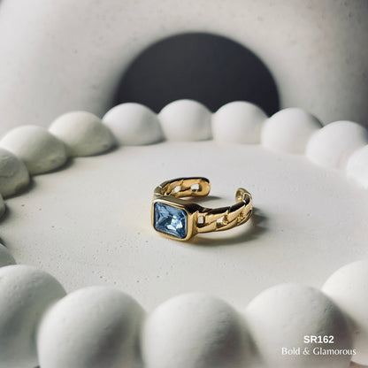 Statement Ring | SR162 | Blue Stone Gold