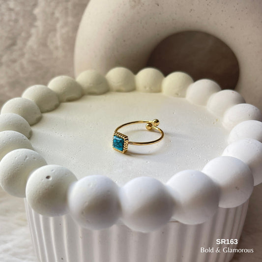Marble Ring | SR163 | Square Blue Stone