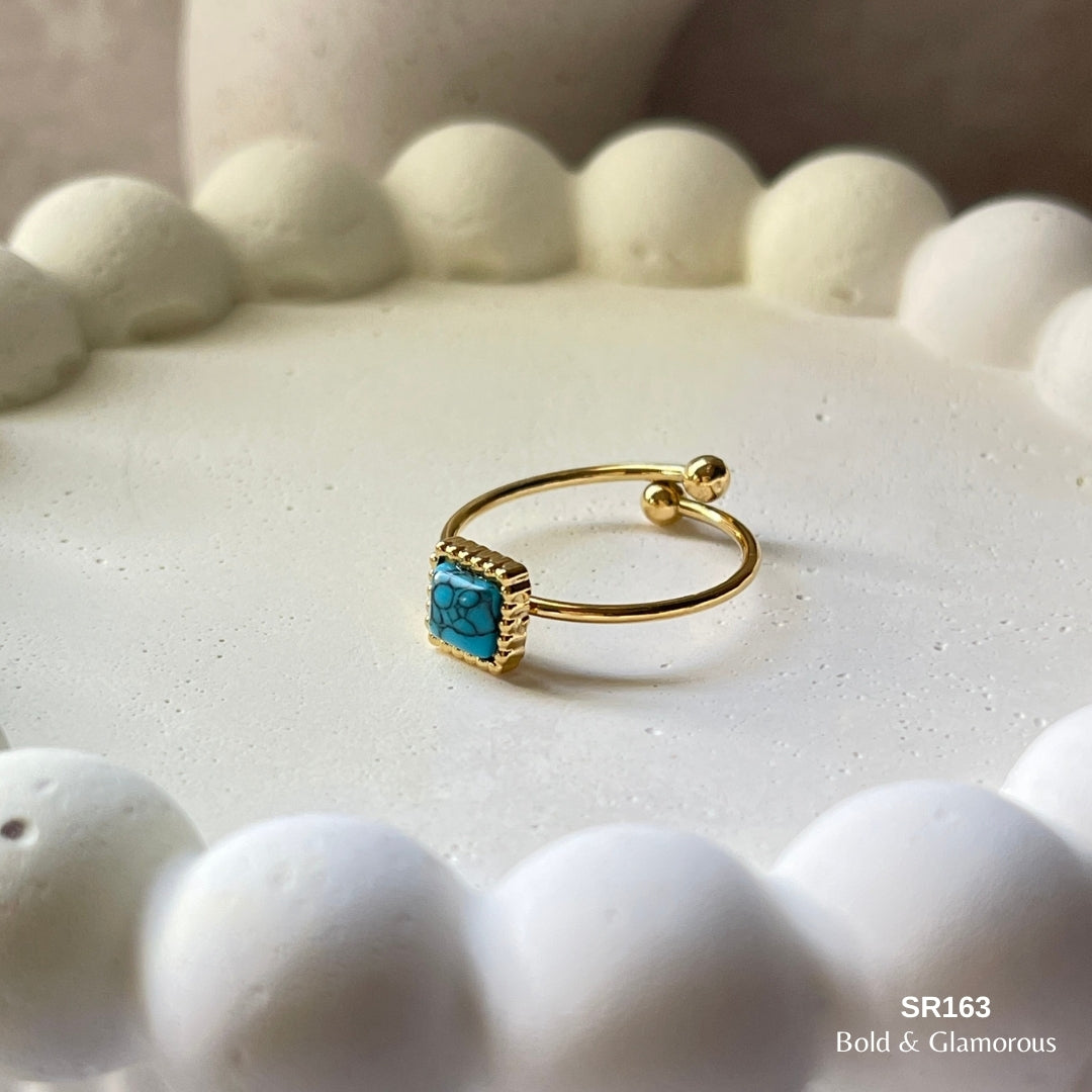 Marble Ring | SR163 | Square Blue Stone