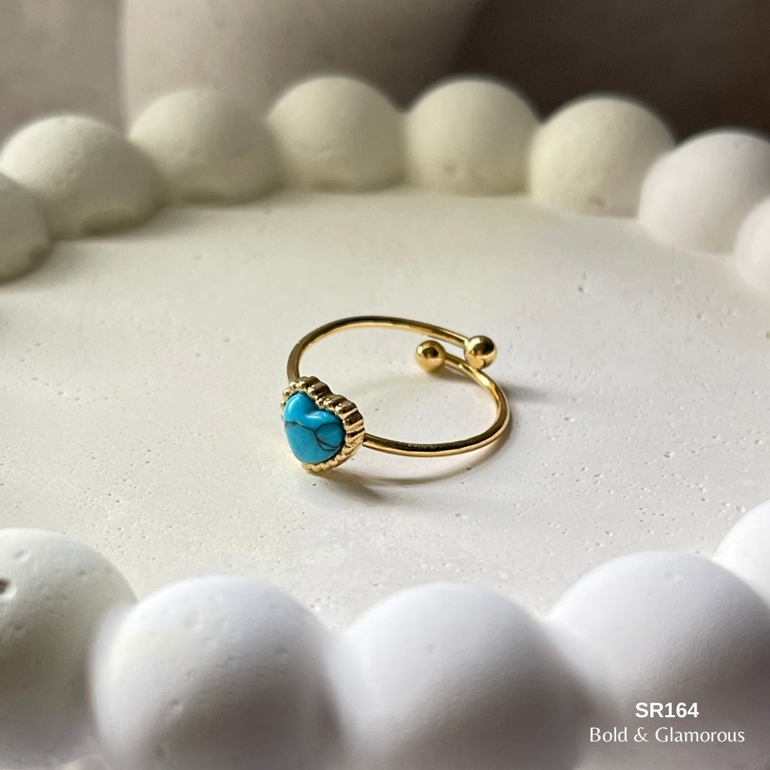 Marble Ring | SR164 | Heart Blue Stone