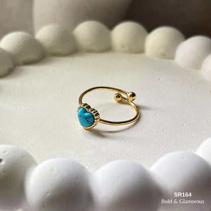 Marble Ring | SR164 | Heart Blue Stone