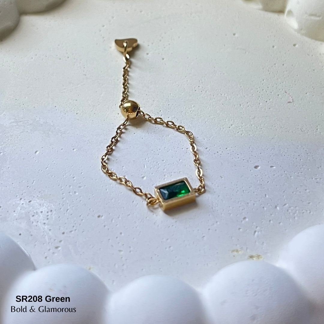 Chain Ring | SR208 | Green Stone