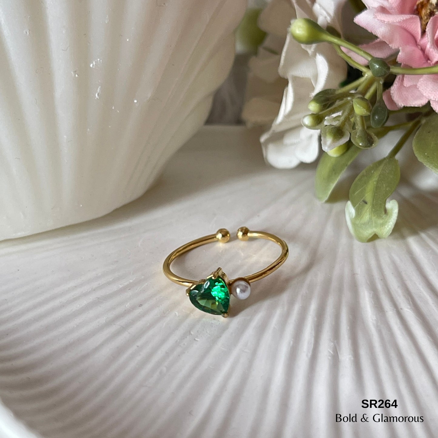 Stone Ring | SR264 | Heart Green