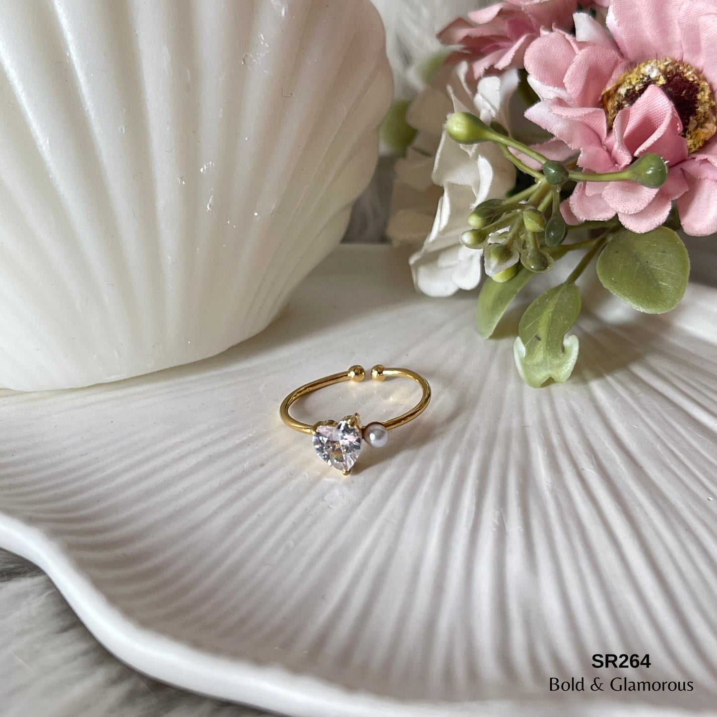Stone Ring | SR264 | Heart White
