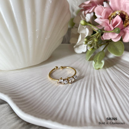 Stone Ring | SR265 | Double Hearts White