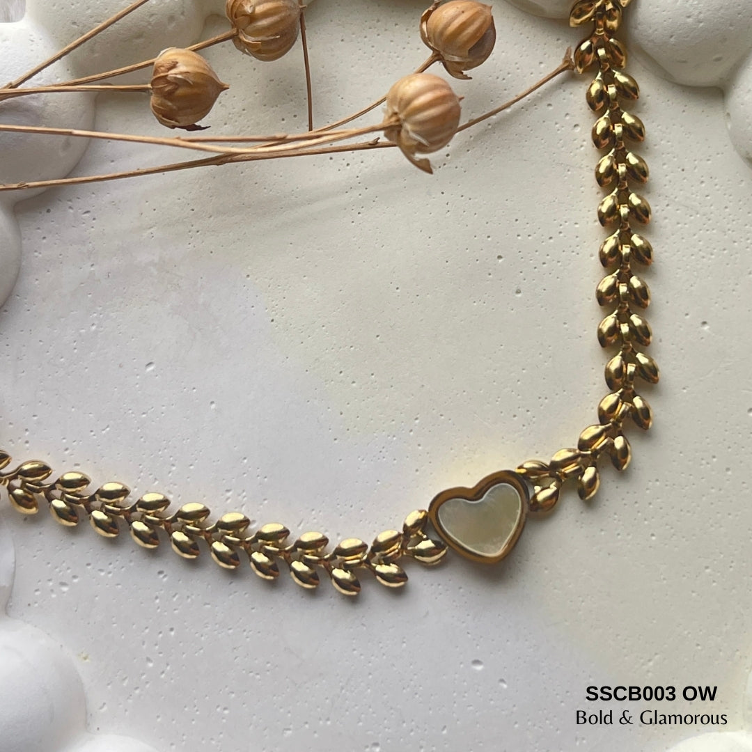 Chain Bracelet | SSCB003 | Heart Bracelet - Off White