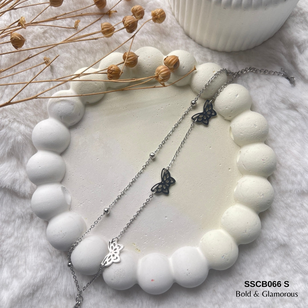 Chain Bracelet | SSCB066 | Layered Butterfly Silver