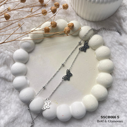 Chain Bracelet | SSCB066 | Layered Butterfly Silver