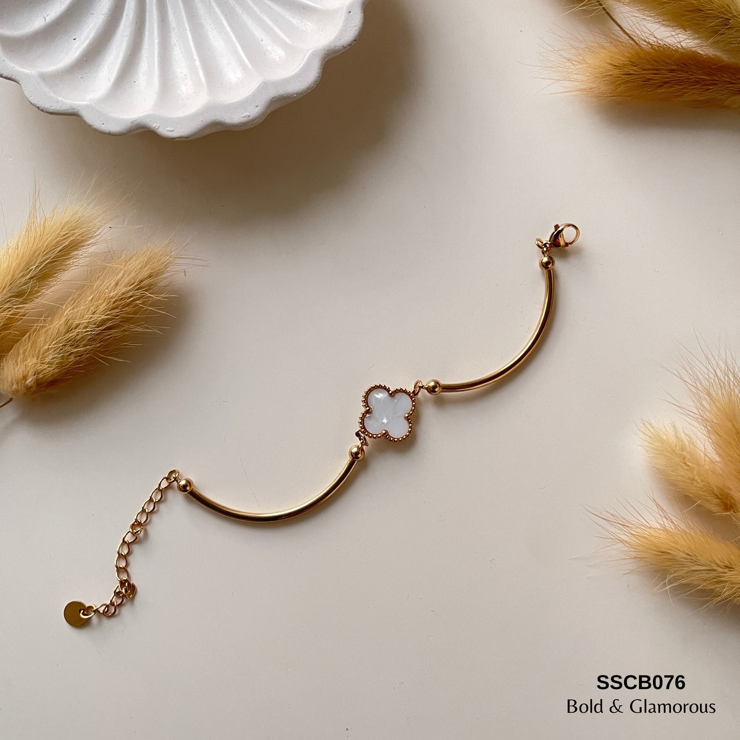 Chain Bracelet | SSCB076 | Four-leaf Clover White