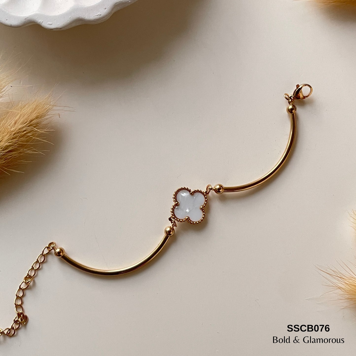 Chain Bracelet | SSCB076 | Four-leaf Clover White