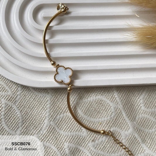 Chain Bracelet | SSCB076 | Four-leaf Clover White