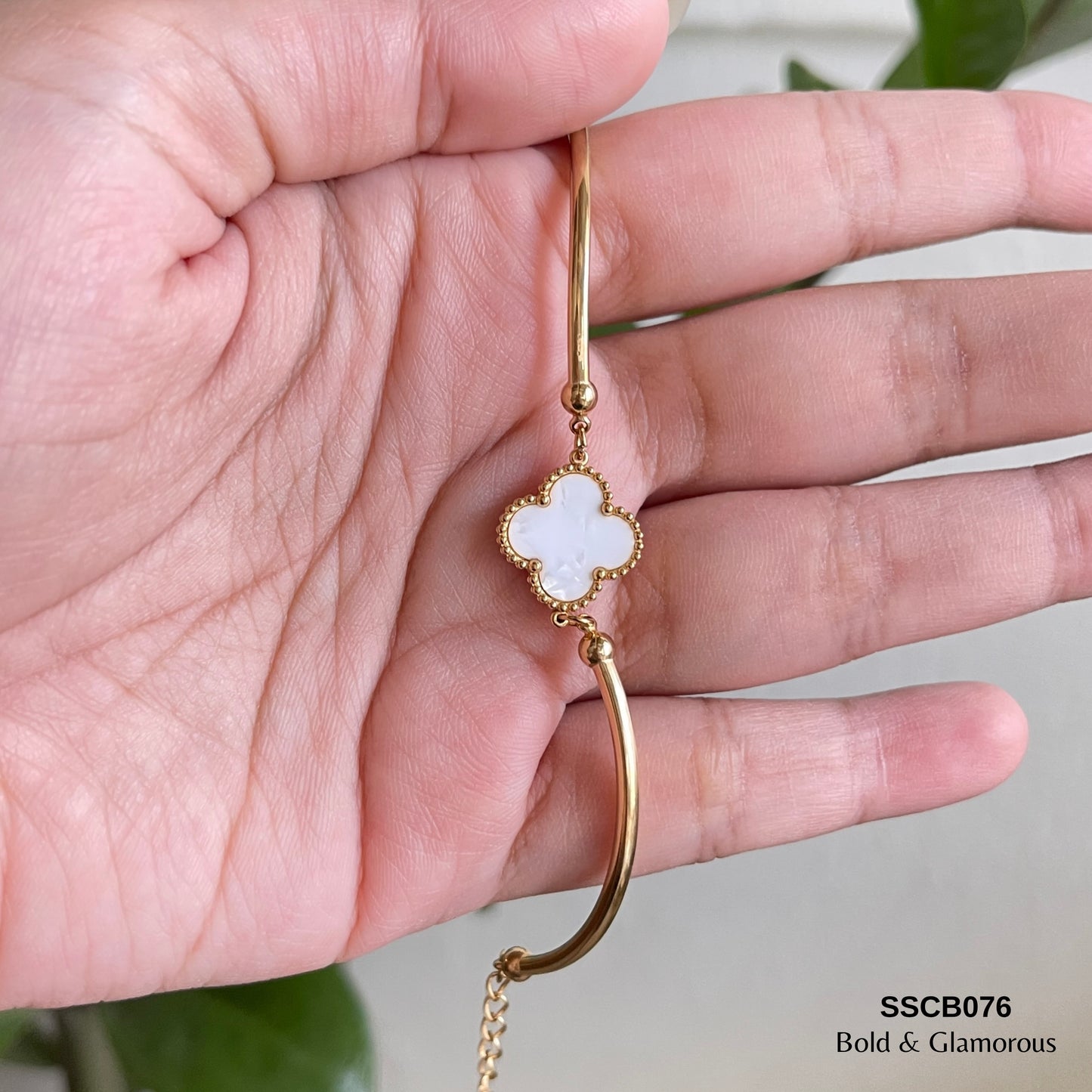 Chain Bracelet | SSCB076 | Four-leaf Clover White