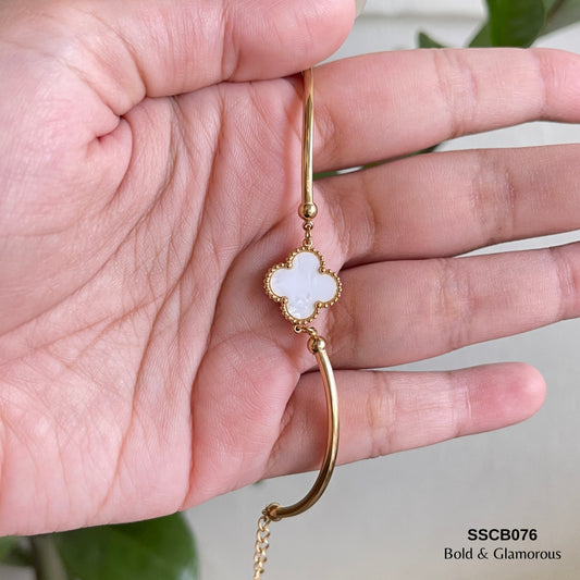 Chain Bracelet | SSCB076 | Four-leaf Clover White