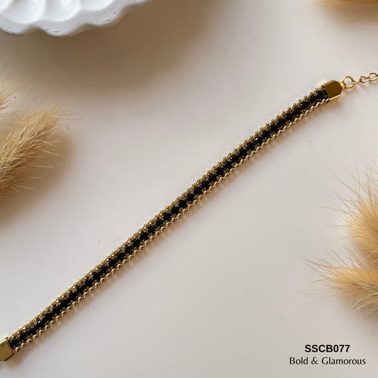 Chain Bracelet | SSCB077 | Zircon Stone Black