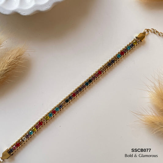 Chain Bracelet | SSCB077 | Zircon Stone Multicolor