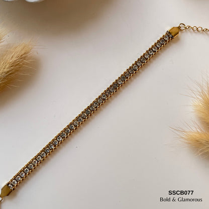 Chain Bracelet | SSCB077 | Zircon Stone White