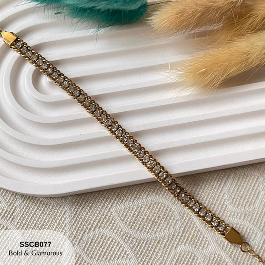 Chain Bracelet | SSCB077 | Zircon Stone White