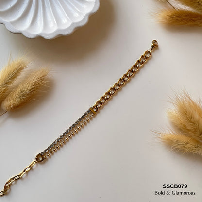 Chain Bracelet | SSCB079 | White Diamond Cuban Chain